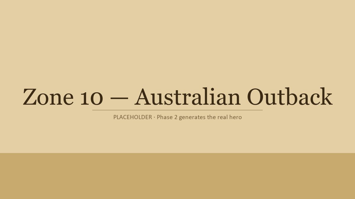 Australian Outback hero illustration — painted master-plan vignette