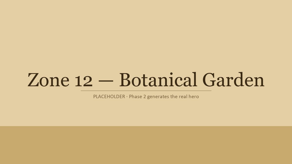 Botanical Garden hero illustration — painted master-plan vignette
